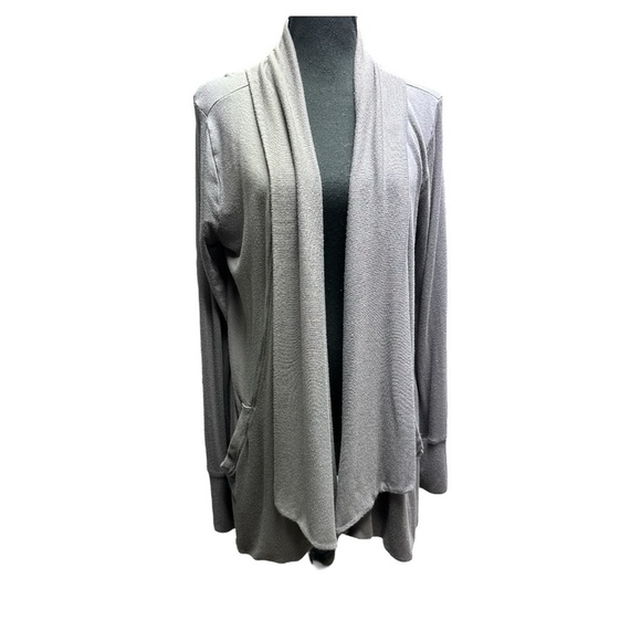 Athleta Gray Pranayama Restore Rib Wrap Cardigan Size Medium - Picture 1 of 12